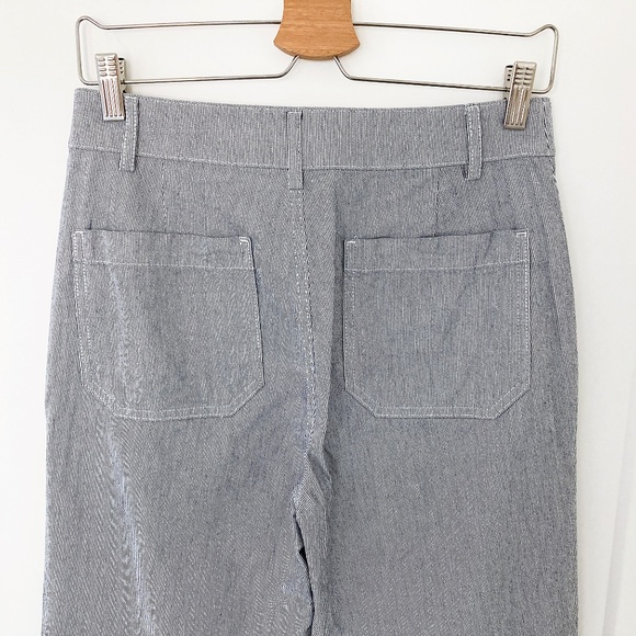 J. Crew Factory Lizzie High-rise Patch-pocket Wide-leg Pant Blue/White Stripe-27 - Picture 6 of 8